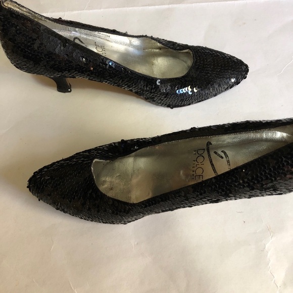 Dolce By Pierre Black Sequin Woman’s Shoes Authentic Size 7.5 - Picture 5 of 11